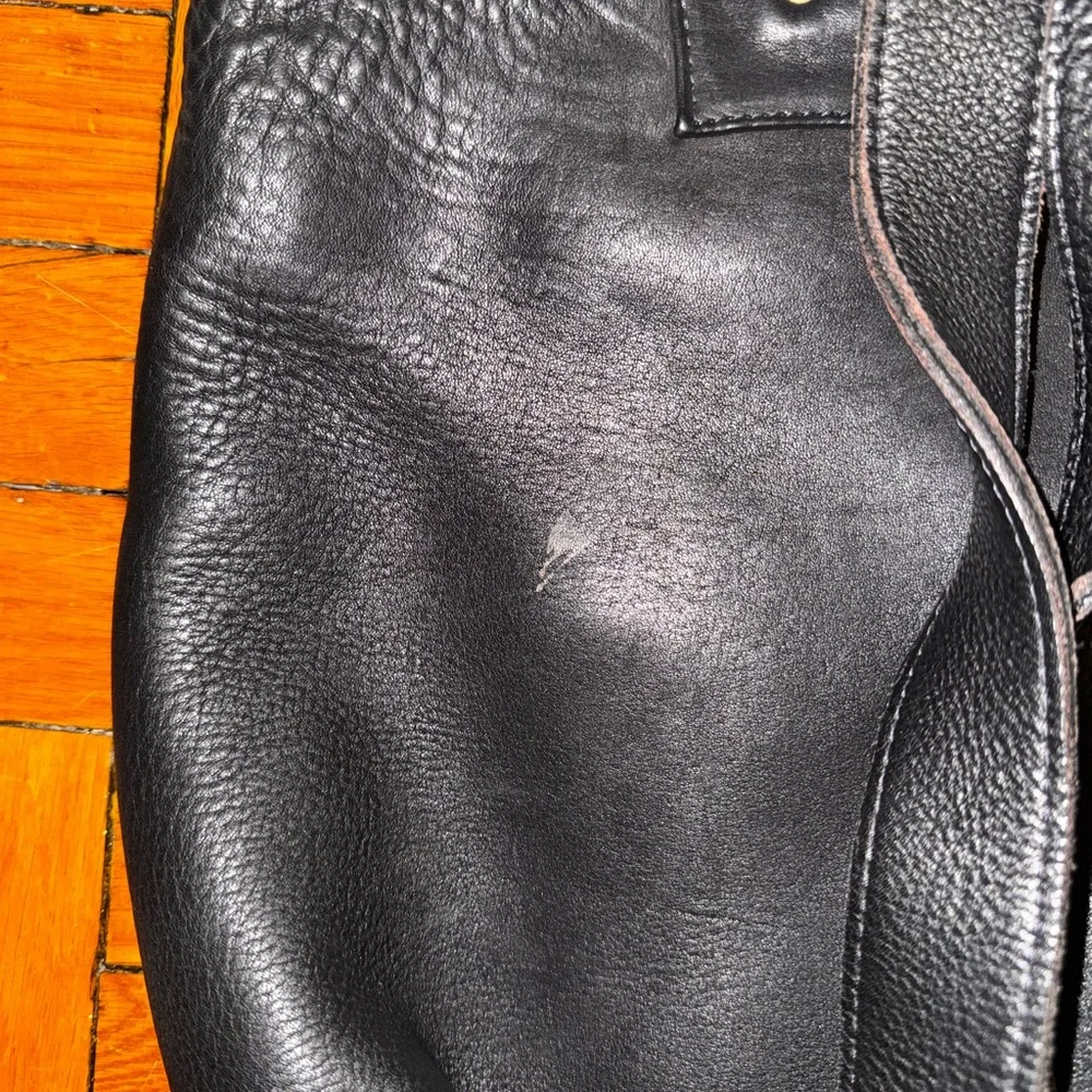 Black Leather Backpack with Buckle Accents - Picture 4 of 5